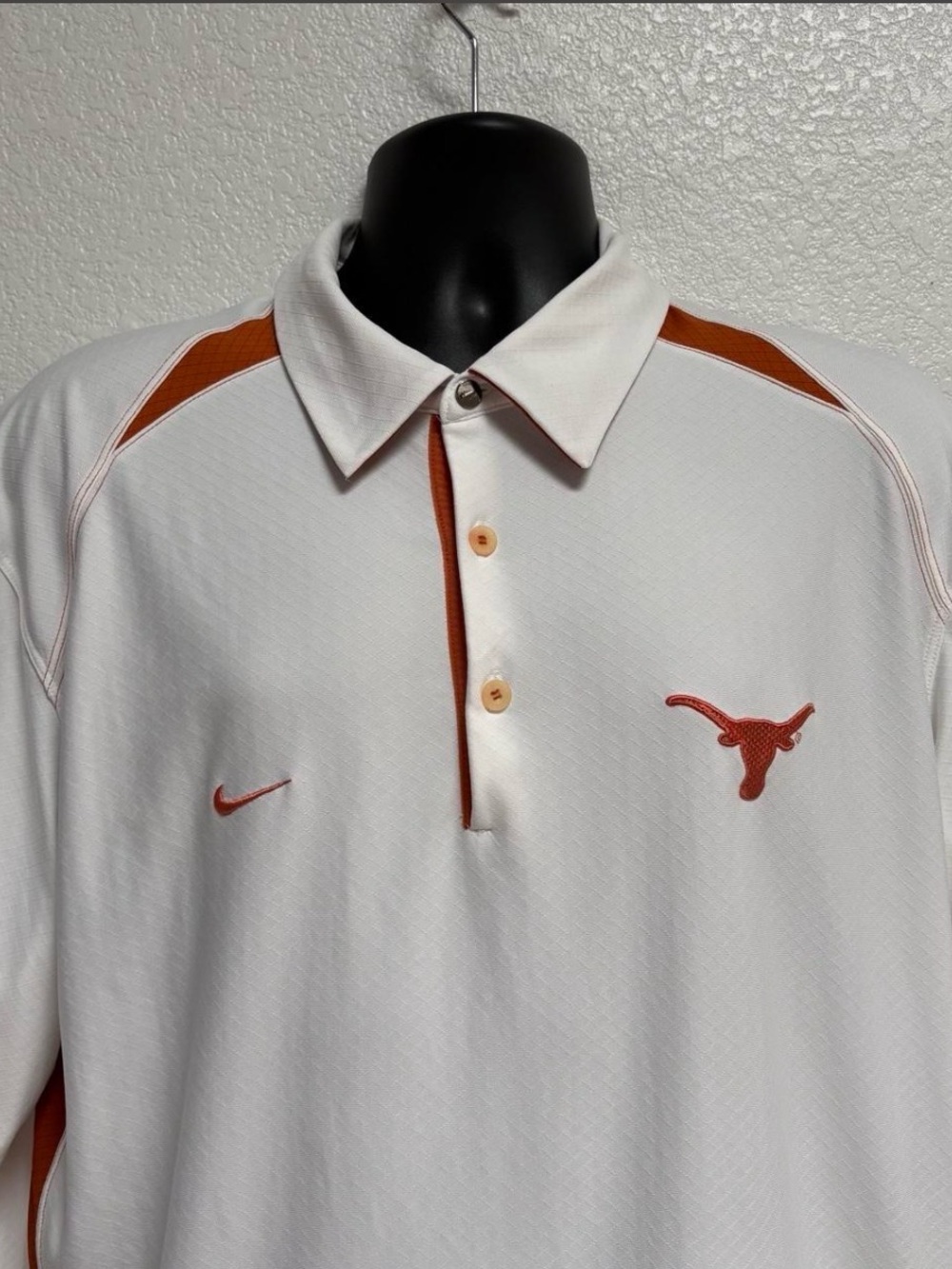 Nike Men’s White and Burnt Orange Texas Longhorns Polo